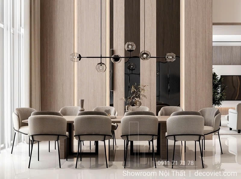 bàn ăn mặt đá 12 ghế hiện đại