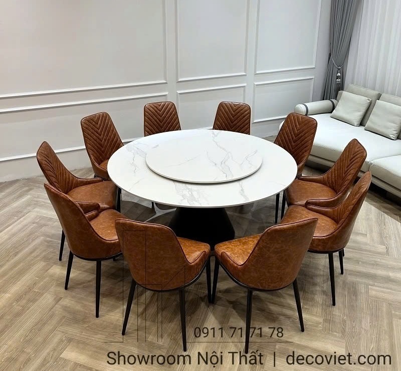 bàn ăn tròn mặt đá 10 ghế