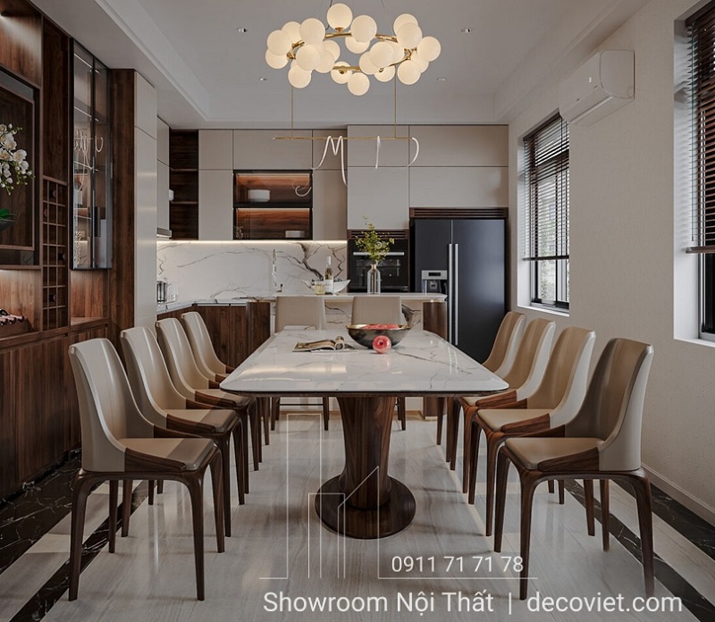 bộ bàn ăn gỗ cao cấp 10 ghế