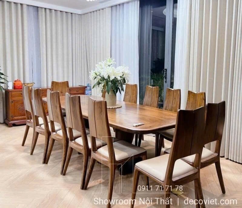 bàn ăn gỗ mặt đá 10 người