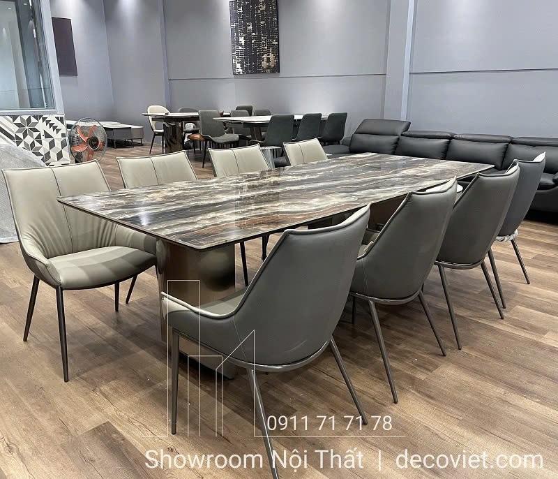 bàn ăn 8 ghế mặt đá hiện đại