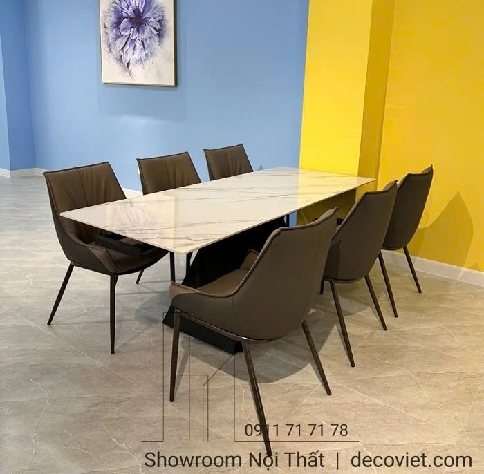 bàn ăn kéo dài mặt đá