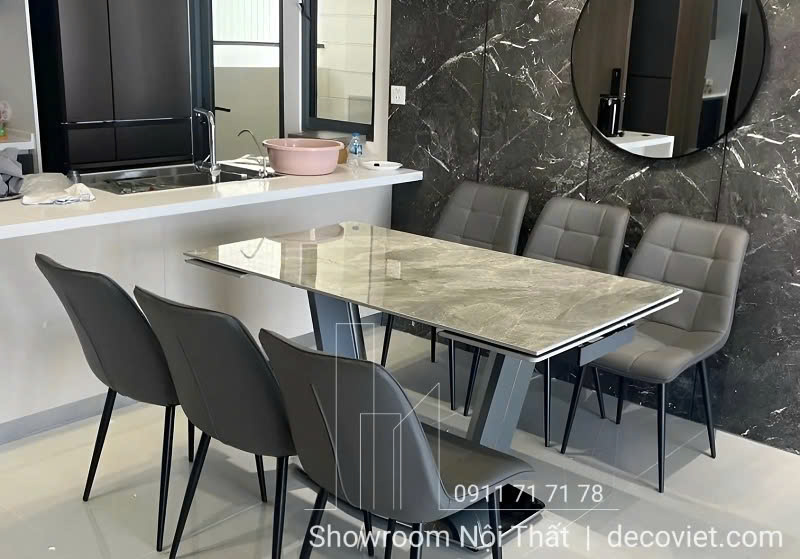 bàn ăn mặt đá cẩm thạch kéo dài