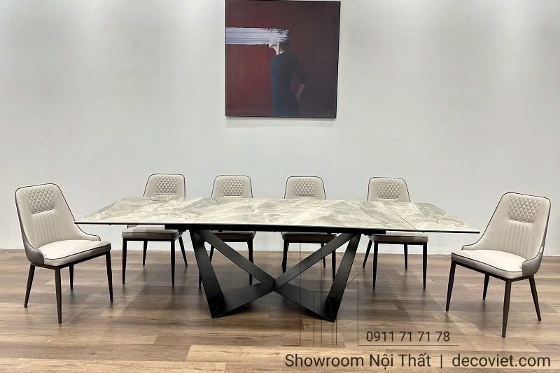 bàn ăn kéo dài mặt đá