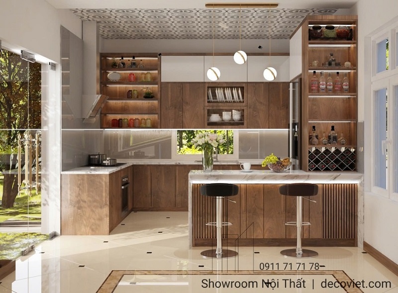 Tủ bếp thiết kế theo phong cách hiện đại, đồng bộ nội thất