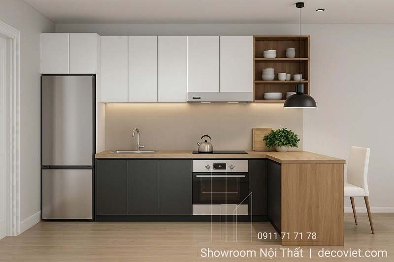 Tủ bếp MDF An Cường được thi công theo bản vẽ 3D thực tế, đúng tiến độ