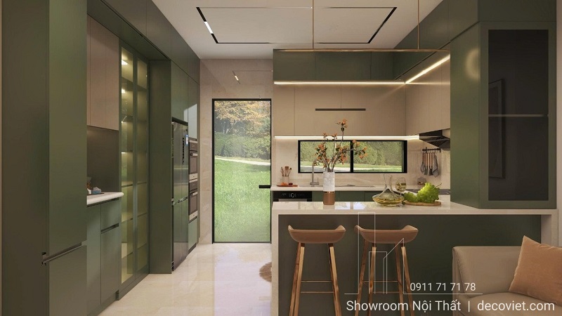 Phối cảnh 3D tủ bếp gỗ công nghiệp thiết kế theo yêu cầu thực tế