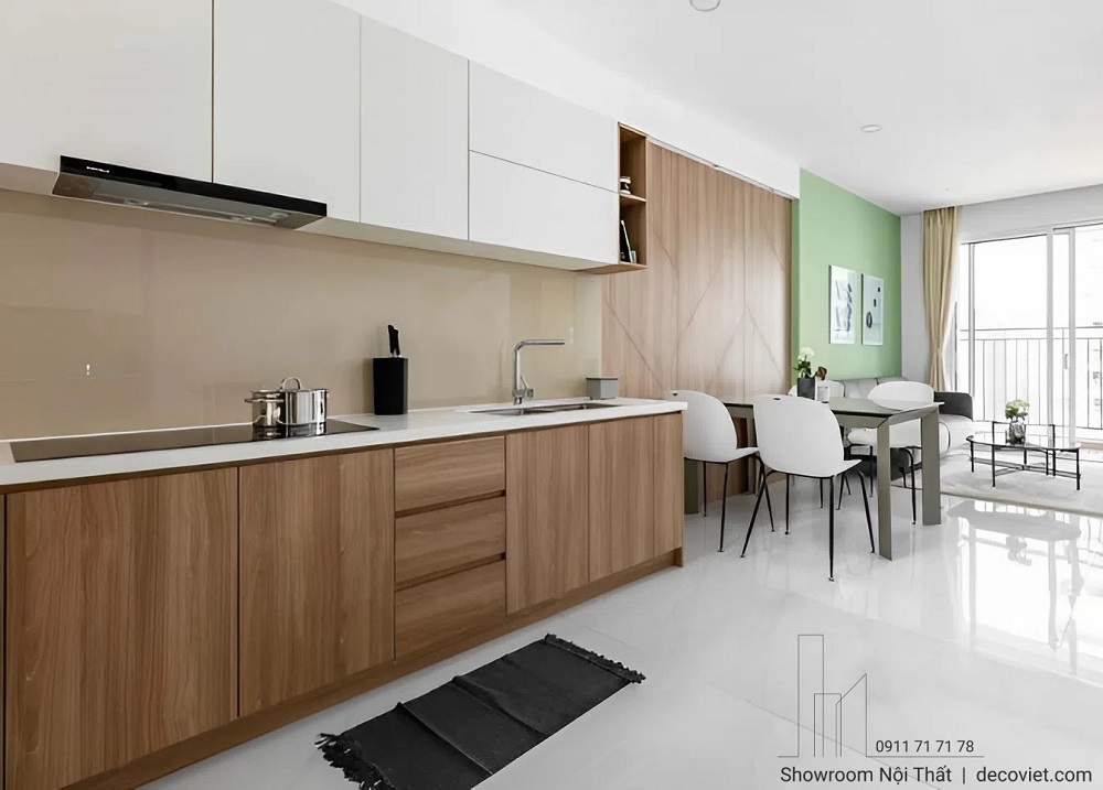 Mẫu tủ bếp chữ I thiết kế hiện đại, tối giản