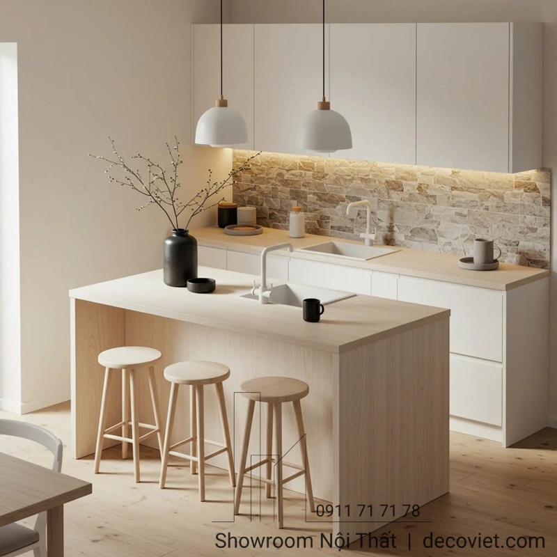 Mẫu tủ bếp thi công thực tế do Nhà Decor Vũng Tàu thực hiện