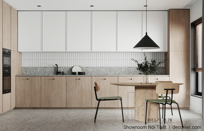 Mẫu tủ bếp gỗ giá rẻ cho căn hộ chung cư