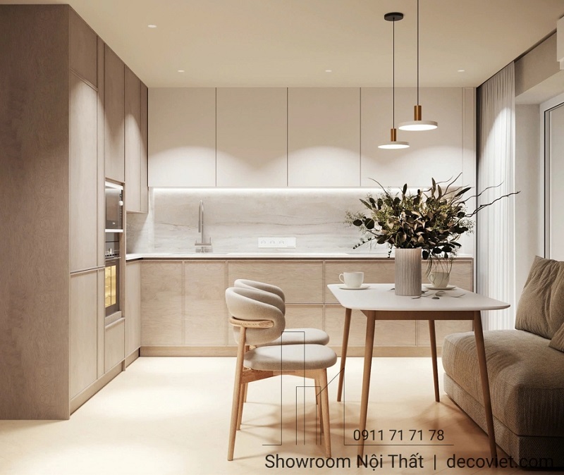 Thi công tủ bếp gỗ giá rẻ nhanh chóng, đúng tiến độ