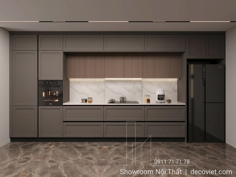 Mẫu tủ bếp gỗ giá rẻ phù hợp nhà phố hiện đại