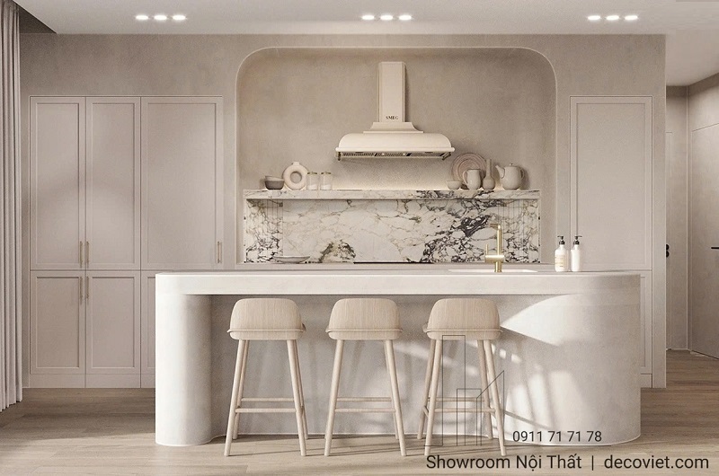 Thiết kế tủ bếp gỗ giá rẻ phong cách tối giản, tiện nghi