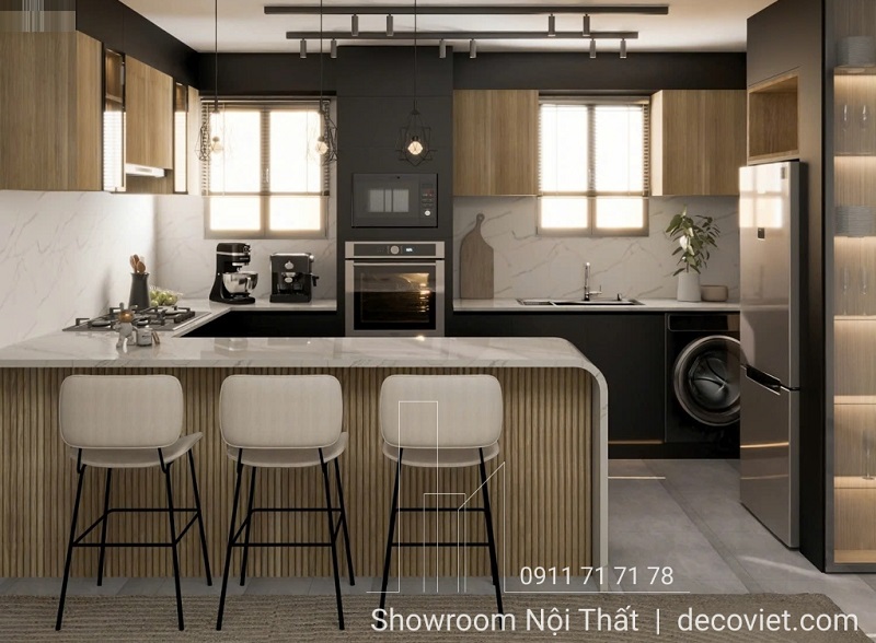 Tủ bếp gỗ công nghiệp phủ Melamine