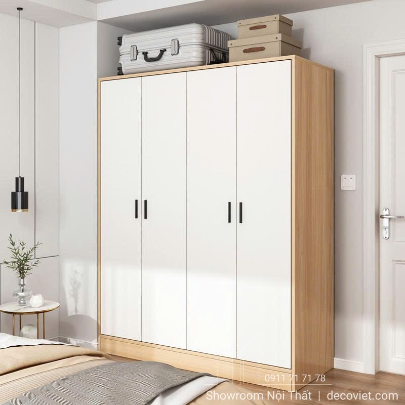 Mẫu tủ quần áo gỗ sơn trắng giúp tăng điểm nhấn thẩm mỹ