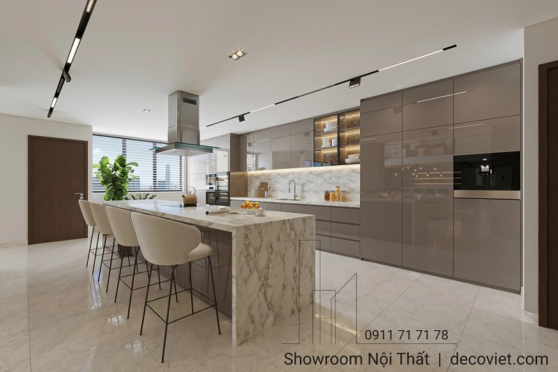 Thiết kế tủ bếp tại Nha Trang kết hợp quầy bar mini, hiện đại và tiện nghi
