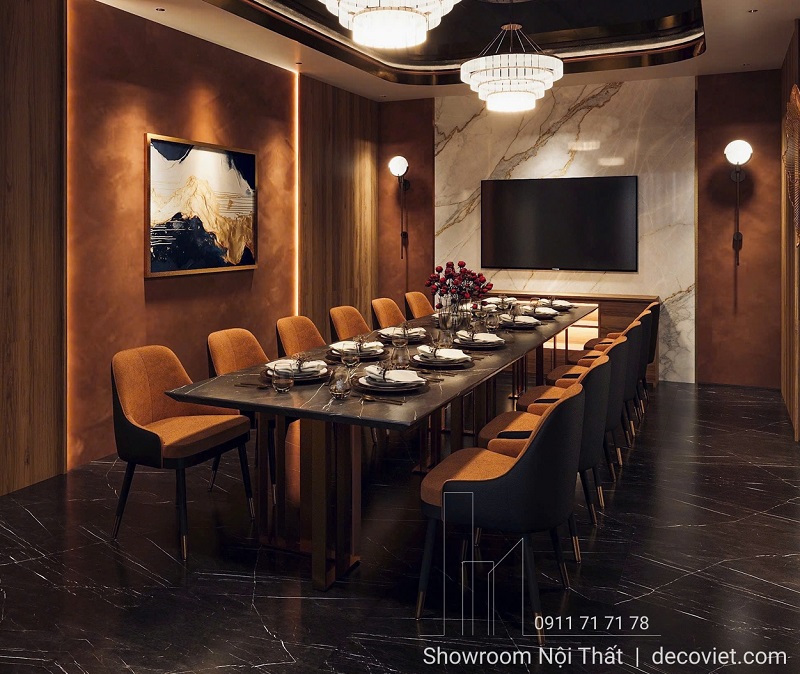 Bộ bàn ghế ăn inox mạ vàng phối mặt đá đen ấn tượng