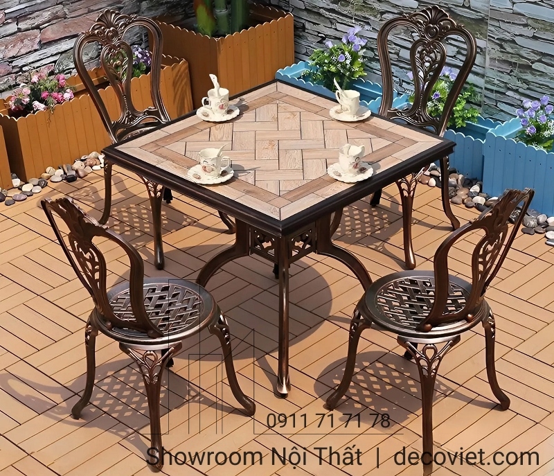 bộ bàn ghế sân vườn nhôm đúc 4 người