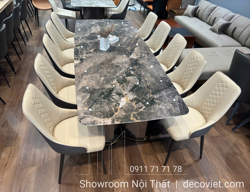bàn ăn 10 ghế mặt đá