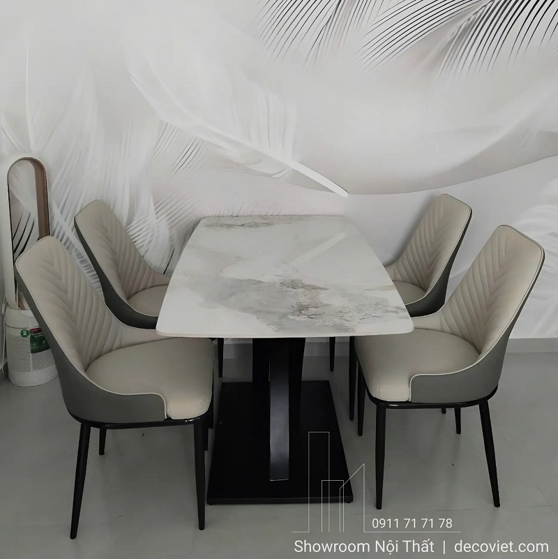 bộ bàn ăn 4 ghế 2872S mặt đá giá rẻ nhỏ gọn