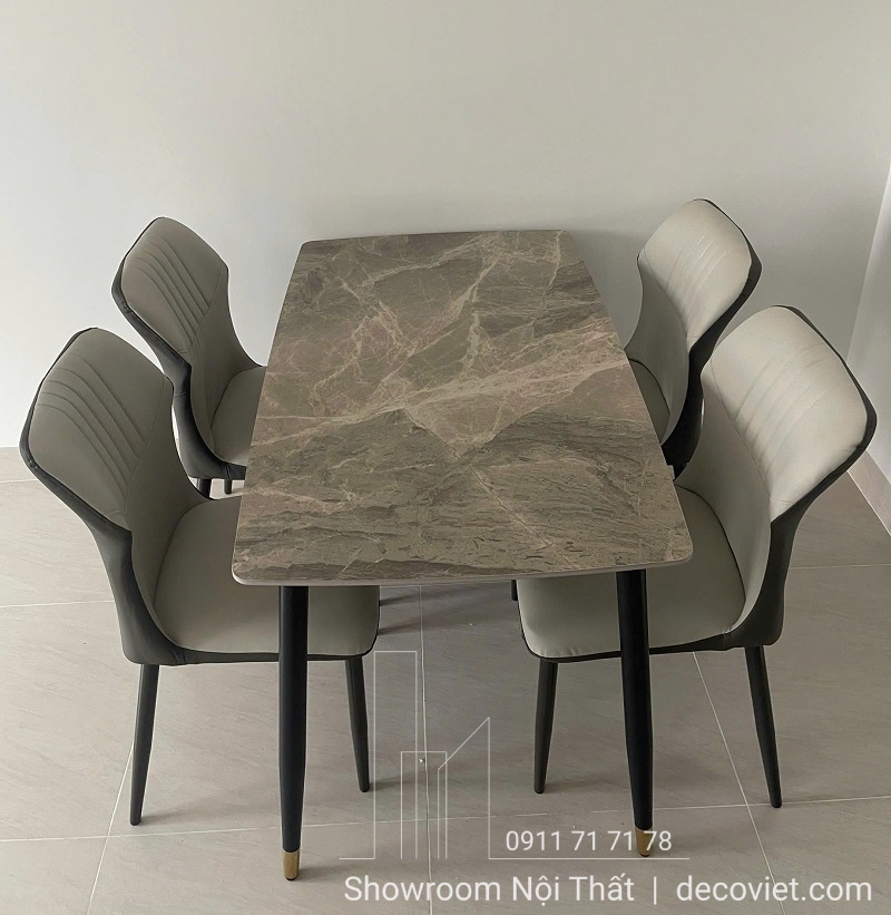 bàn ăn 4 ghế mặt đá ceramic