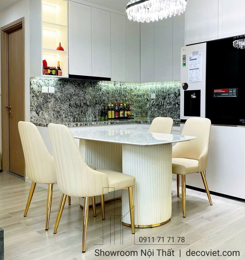bàn ăn 4 ghế mặt đá hiện đại