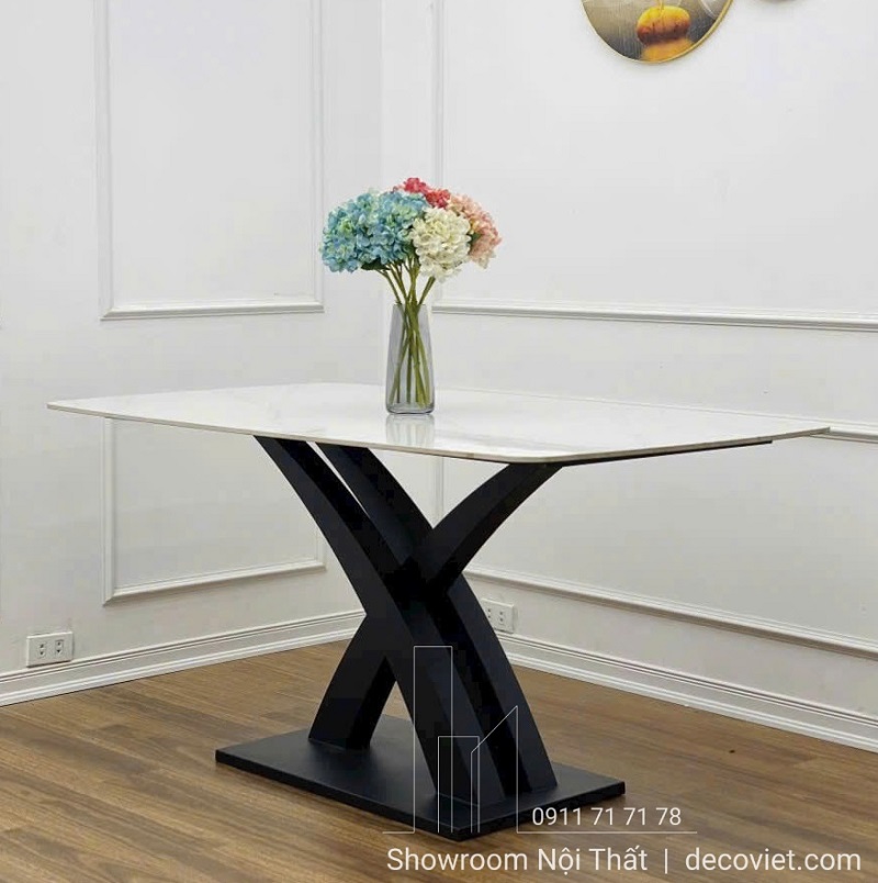 Bàn ăn mặt đá ceramic vân đá tự nhiên – chống thấm, dễ vệ sinh