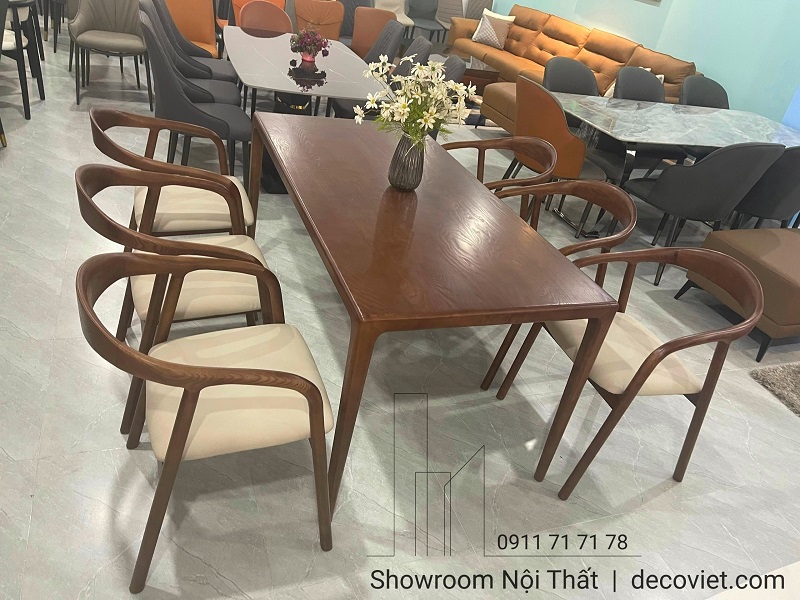 Bàn ăn gỗ hiện đại 6 ghế nệm ngồi êm ái tại DecoViet