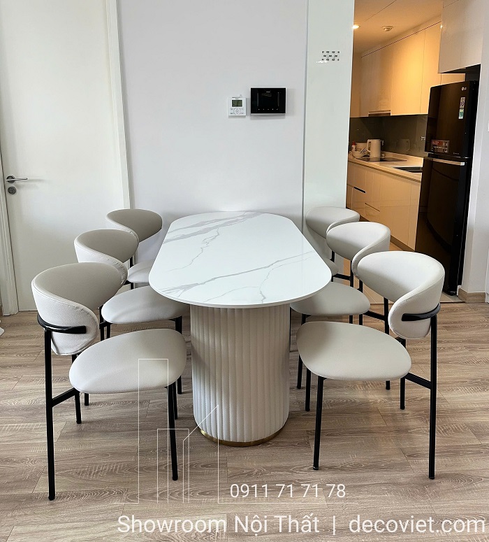 bộ bàn ghế ăn mặt đá hiện đại