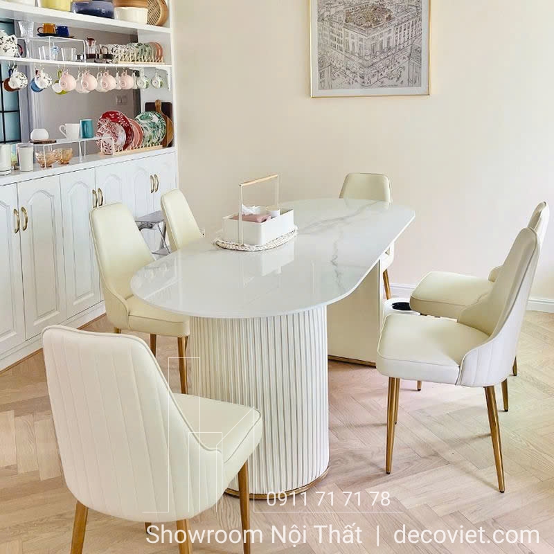 bàn ăn mặt đá 6 ghế cao cấp