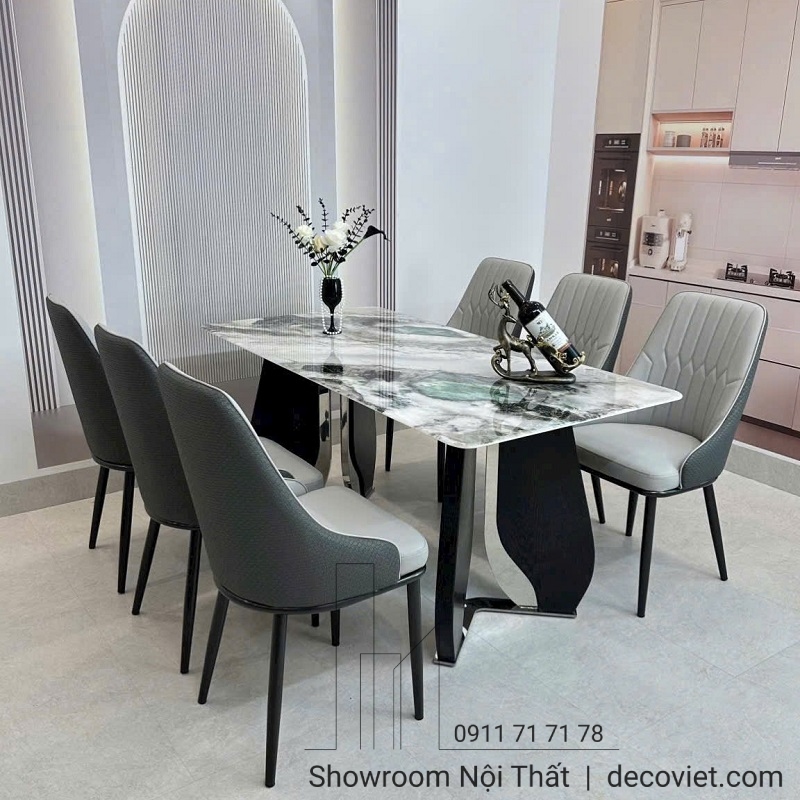 Bàn ăn 6 ghế hiện đại 2607S mặt đá cao cấp tại DecoViet