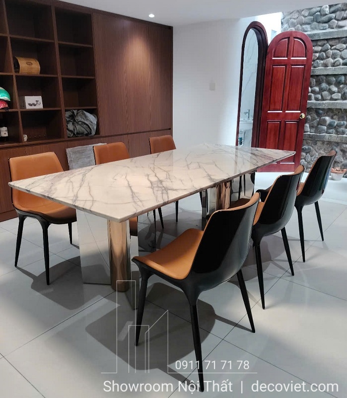 Không gian phòng ăn sang trọng với bàn ăn mặt đá 2645S 6 chỗ ngồi