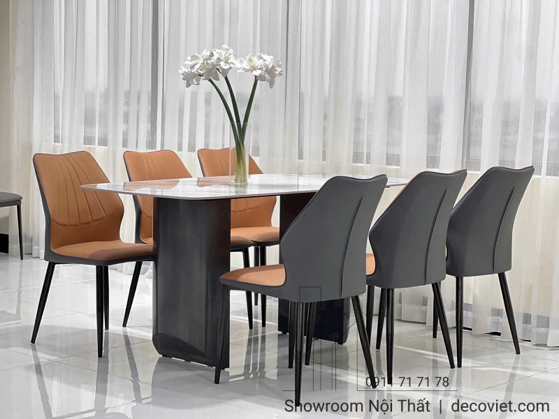 bàn ăn 6 ghế mặt đá