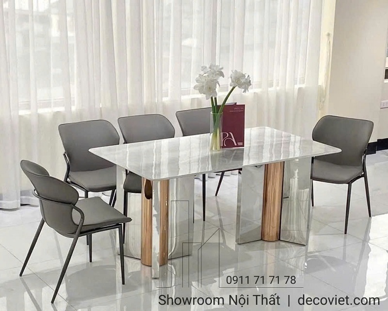 bàn ăn 6 ghế mặt đá cao cấp
