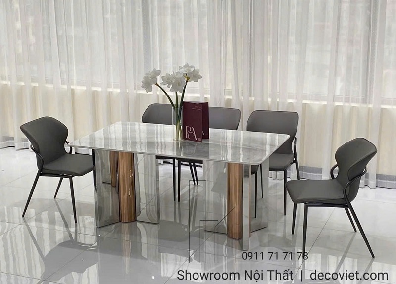 bàn ăn 6 ghế mặt đá nhập khẩu