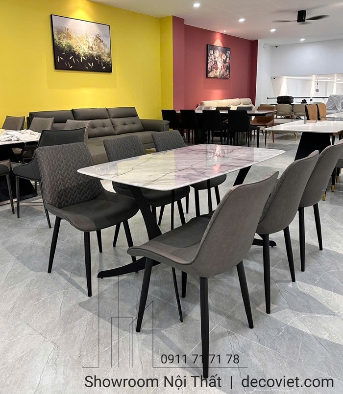 bàn ăn 6 ghế mặt đá