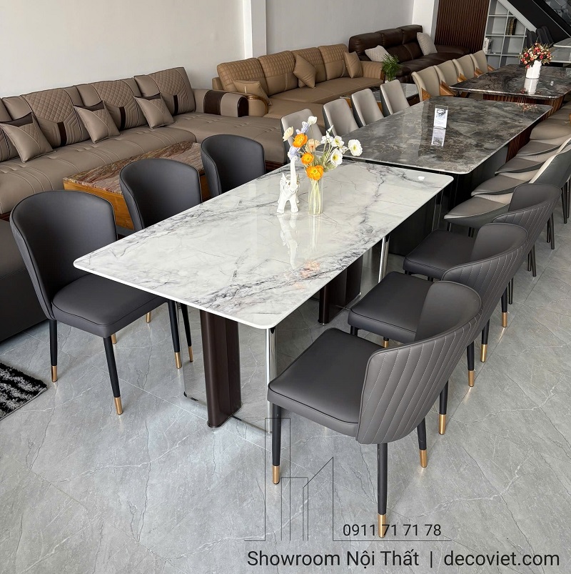 Bàn ăn mặt đá tự nhiên 2898S size 1m8x0.9m vừa vặn cho gia đình 4-6 người