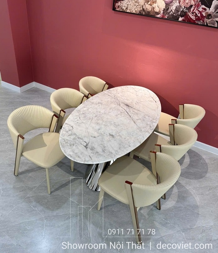 bộ bàn ăn 6 ghế mặt đá marble