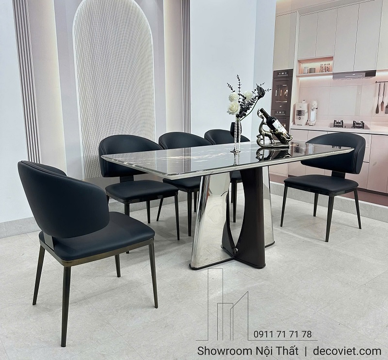 Bộ bàn ăn 6 ghế mặt đá nhập khẩu 2893S phù hợp căn hộ chung cư