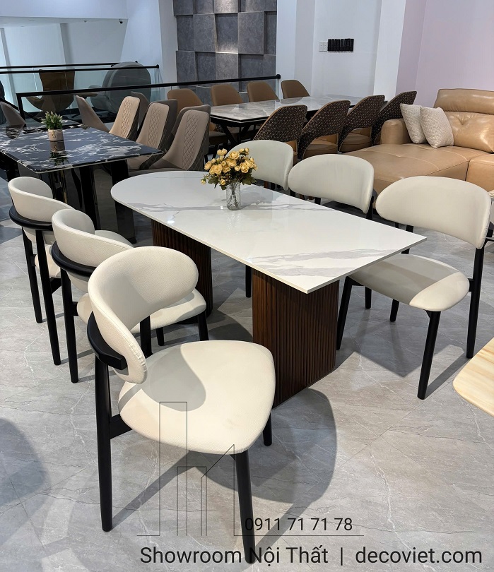 Hình ảnh thực tế bộ bàn ăn 6 ghế hiện đại tại showroom DecoViet