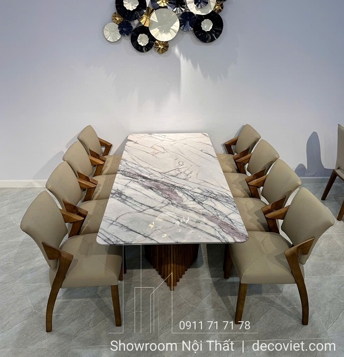 bàn ăn mặt đá chân gỗ Ash