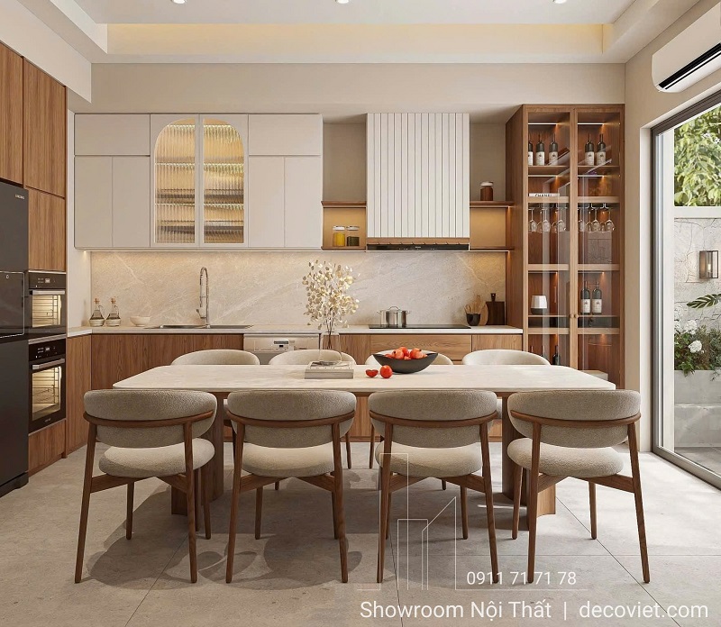 Bàn ăn 8 ghế thiết kế tối giản phong cách Bắc Âu