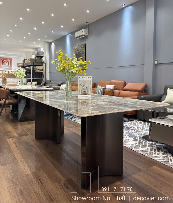 Thiết kế bàn ăn mặt đá nhập khẩu phù hợp không gian hiện đại
