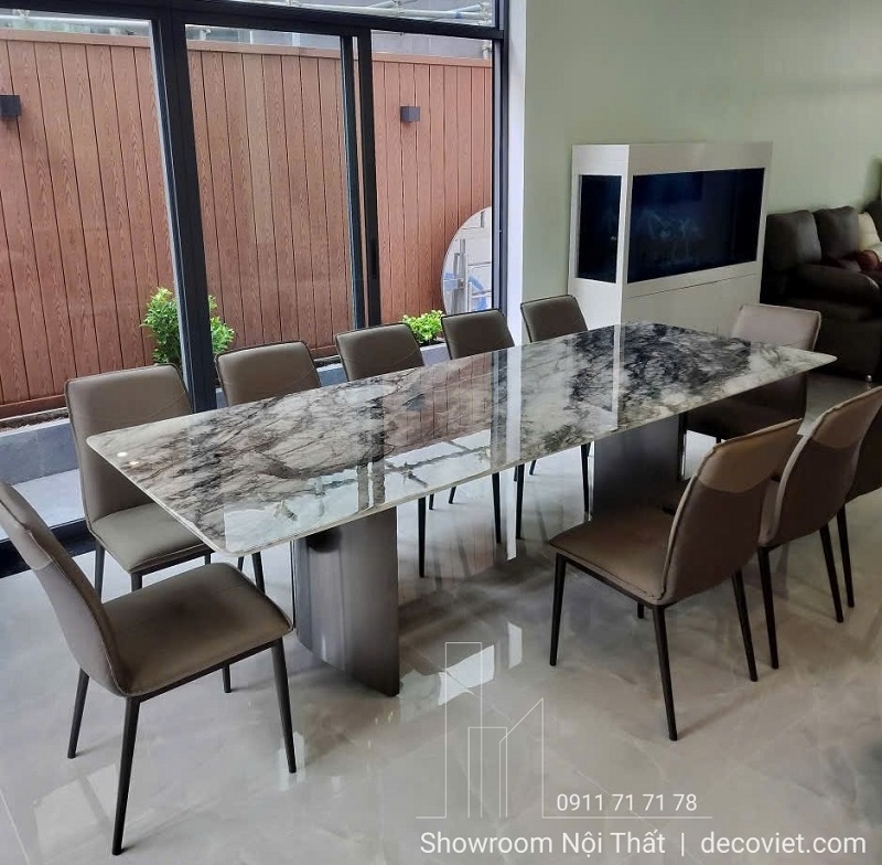 Bàn ăn 2m6 mặt đá nhập khẩu cao cấp 2827S sang trọng tại DecoViet