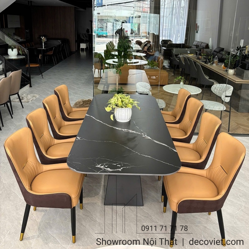 Bộ bàn ghế ăn 8 chỗ ngồi kiểu dáng hiện đại, chân bàn độc đáo