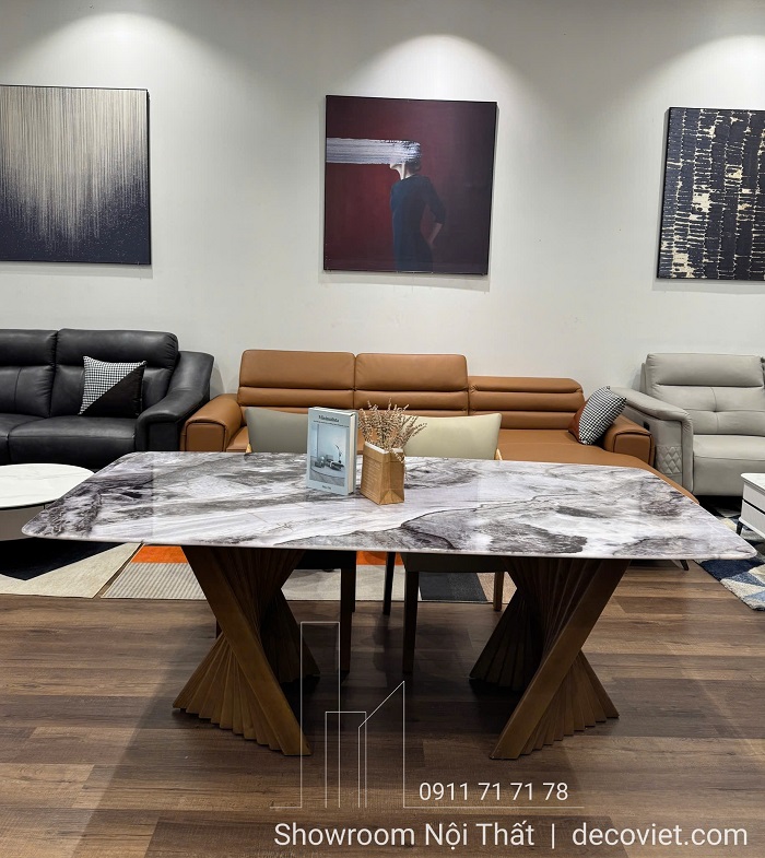 Bàn Ăn Chân Gỗ Ash 2546S Mặt Đá Hiện Đại