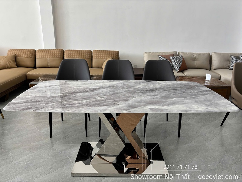 Bàn ăn chân inox đẹp cho nhà phố, biệt thự hoặc căn hộ chung cư