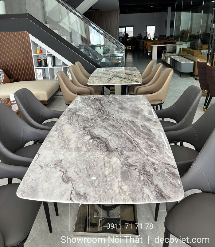 Mẫu bàn ăn mặt đá tự nhiên đẹp dành cho căn hộ cao cấp
