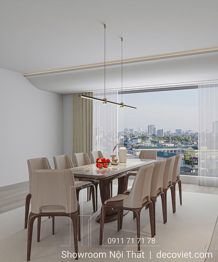 bàn ăn gỗ 10 ghế hiện đại
