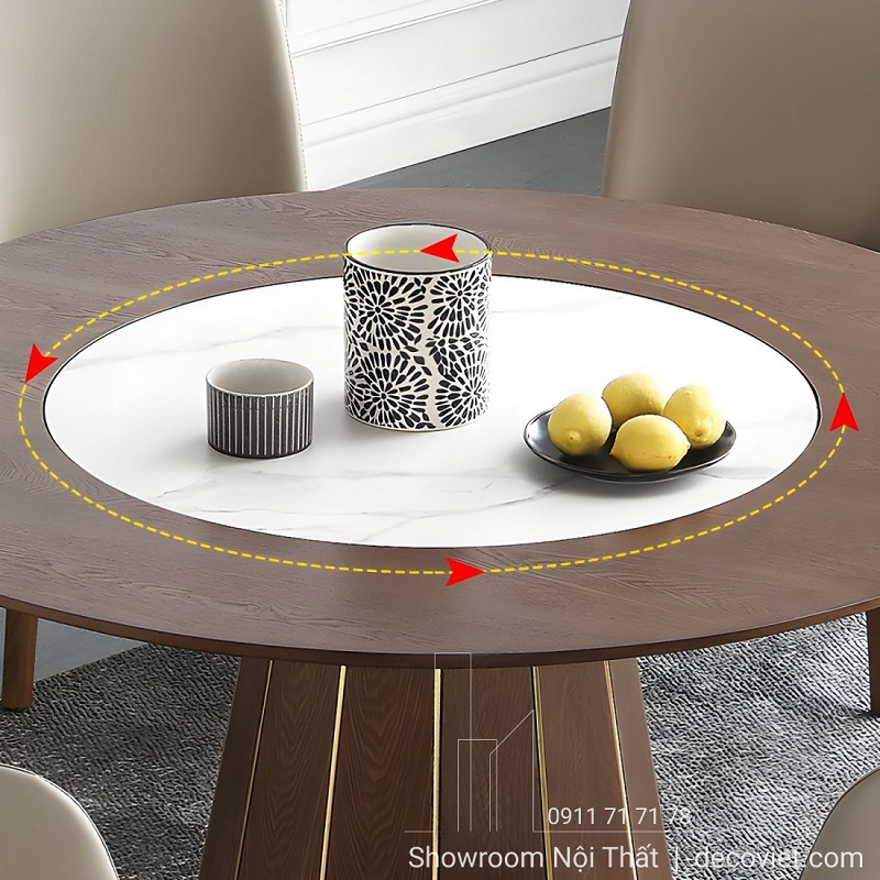 bộ bàn ăn gỗ tròn 6 ghế hiện đại cao cấp 2909s